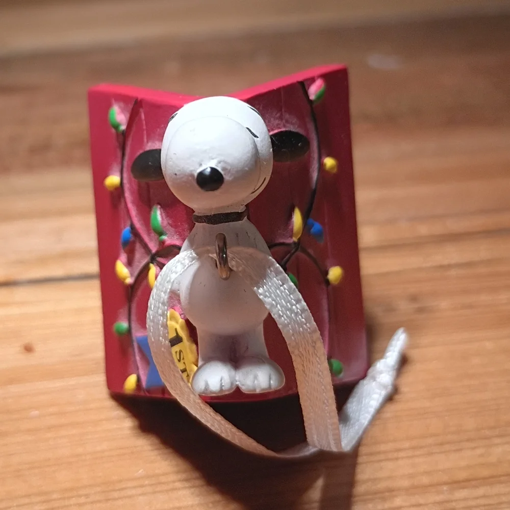 Peanuts Red Snoopy Doghouse Ornament with Festive Lights